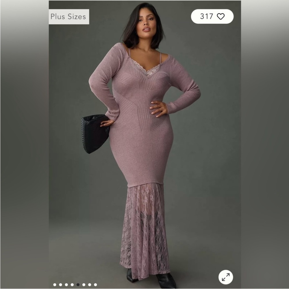 Anthropologie Mauve Long Sleeve Knit Dress